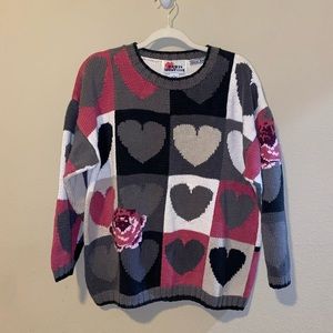Vintage 80s/90s Heart and Rose sweater